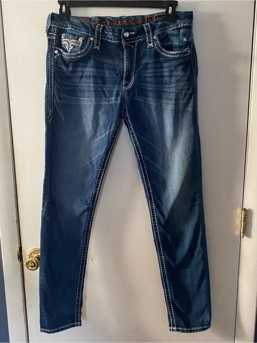 Rock Revival Women's “Shaylee” Straight Leg Jeans with Contrast Stitching